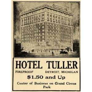 1918 Ad Hotel Tuller Detroit Gerald Markss Orchestra   Original Print 