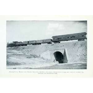  Print Mexico Kansas City Orient Railway Train Locomotive Car Tunnel 