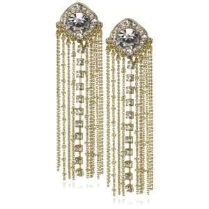  Leslie Danzis Gold And Crystal Fringe Earrings Jewelry
