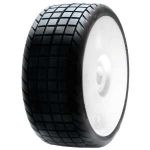  1/8 DLM2 Tires, Mounted with White Wheel (2) Toys & Games