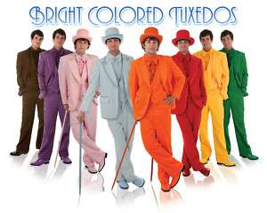 NEW BRIGHT COLORED TUXEDOS TUX COMPLETE PROM ALL SIZES  
