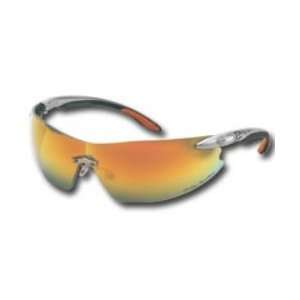   Glasses with Silver Tempels Frame and Orange Mirror Tint Hardcoat Lens
