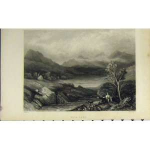   Engraving C1850 View Bala Lake Mountain Radclyffe