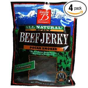 Double B Beef Jerky, Pecan Smoked, 3.5 Ounce Bag (Pack of 4)  