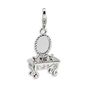    Sterling Silver 3D Vanity Table Mirror Fashion Charm Jewelry