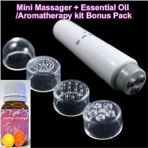 Mini massager + Lemon orange 100% Pure Essential Oil   Aromatherapy 