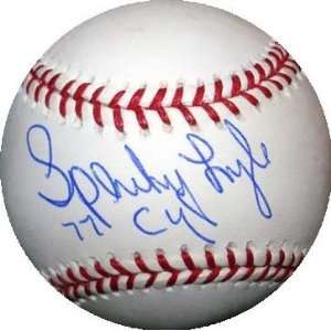  Sparky Lyle Autographed Baseball   inscribed 77 Cy Sports 