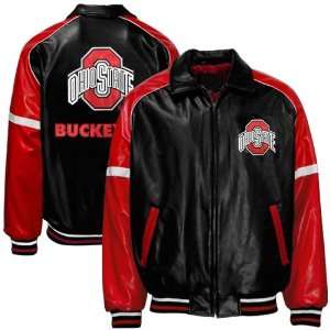  Ohio State Buckeyes Black Varsity Pleather Jacket Sports 