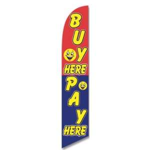  12ft x 2.5ft BUY HERE PAY HERE SMILEY Feather Banner Flag 