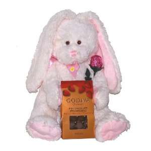 Soft White Plush Easter Bunny with Godiva Chocolates & Madelaine 