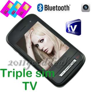 Fashion Unlocked Touch Screen Triple(Dual) Sim Quad Band TV Cell Phone 