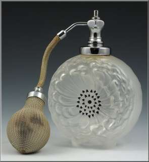   Signed Lalique France Crystal Dahlia Pattern Perfume Atomizer  