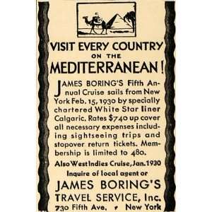  1929 Ad Mediterranean James Boring Travel White Star 