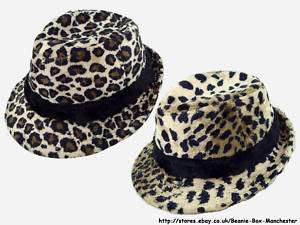 Faux Fur Furry Soft Animal Print Fancydress Trilby Hat  