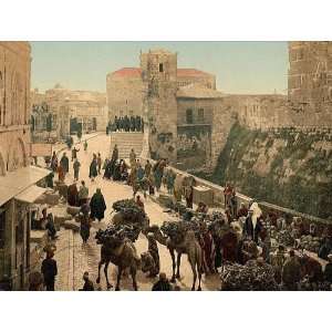  Vintage Travel Poster   Street of the Tower of David the bazaar 