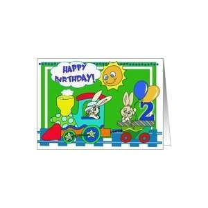  2nd Birthday Bunny Train, Balloons Card Card Toys & Games