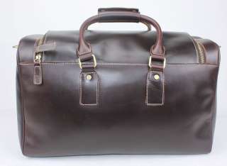 Handmade Mens Thick Genuine Leather Travel Case Bag Duffle Messenger 
