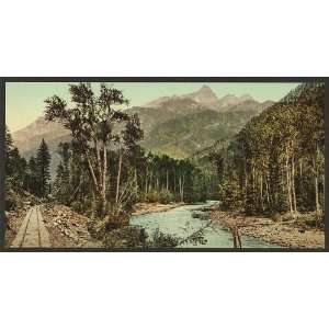 Needle Mountains,river,train tracks,Colorado,CO,c1898 