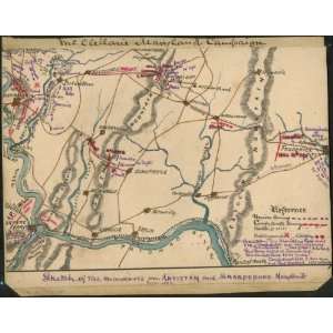 Civil War Map Sketch of the manoeuvres sic on Antietam and Sharpsburg 