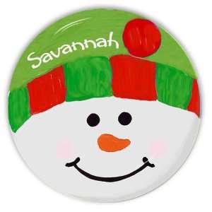   Red and Green Snow Face Personalized Melamine Plate