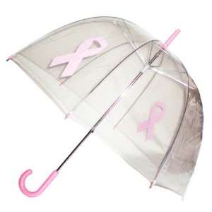 Bubble Umbrella   Clear Dome Shaped Rain Umbrella with Pink Ribbon 