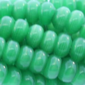 Green Cats Eye Rondell Plain   8mm Height, 5mm Width, Sold by 15 