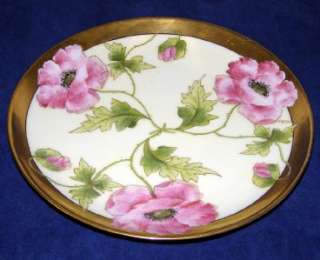 HP Stouffer Limoges POPPY Cabinet Plate Listed Artist Signed  