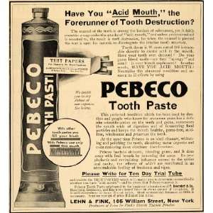  1910 Ad Lehn & Fink Pebeco Tooth Paste Beauty Products 