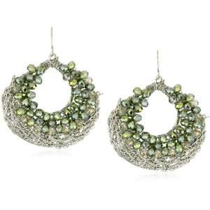  Leslie Danzis Irridescent 1.75 Green Beaded Earrings 