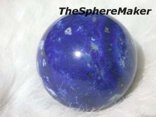   SPHERE w PYRITE n CALCITE AZURE BLUE BALL GR8 4 GIFT 1.25D  