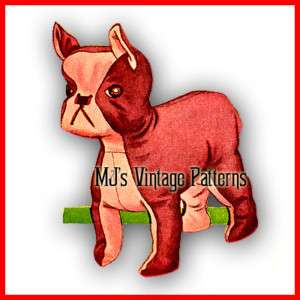 Vintage Stuffed Dog Pattern ~ Boxer or Boston Terrier  