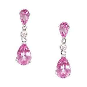  Outstanding Pink Topaz and Diamond 14K White Gold Dangle 