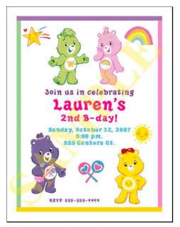 Set of 10 The Care Bears Personalized Invitations #2  