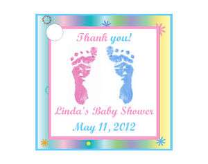 Boy or Girl Pastel Baby Shower Favors Gift Tags Square  