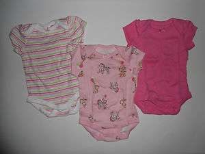 BABY GIRLS NEW GYMBOREE PINK 3 PC ONESIE CLOTHING LOT SIZE PREEMIE UP 