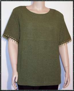 NWOT BROWNSTONE WOMAN NEW YORK Green Stretch TOP 18  