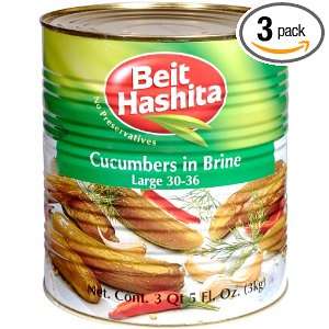 Beit Hashita Cucumbers in Brine, 30 36 Count, 4 Pounds (Pack of 3 