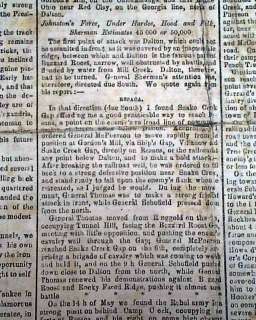 CONFEDERATE Shermans March to the Sea 1864 Newspaper *  