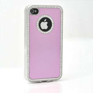   Light Pink Bling Aluminium Diamond Case Cover iPhone 4 4S 4G  