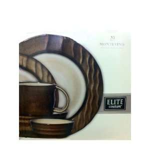  Gibson Elite Couture Montevino Dinnerware Set Brown 20Pc 
