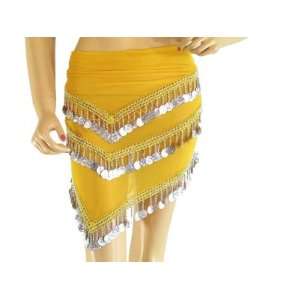  YELLOW WRAP HIP SCARF BELLY DANCE COSTUME BELT COIN Toys & Games