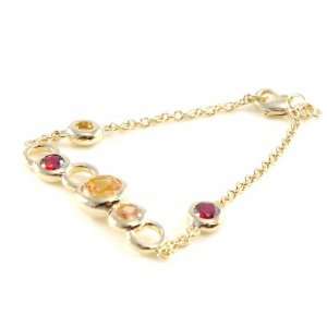  Gold plated bracelet Anémone red yellow. Jewelry