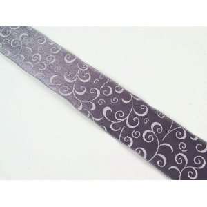  Gray/Silver Scroll Print Wired Christmas Holiday Party Ribbon 