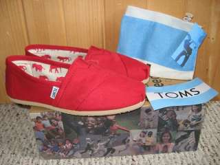 Womens Authentic TOMS Classics Canvas Shoes Espadrilles Sz 8 M Red NIB 