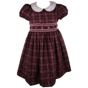   Girls Brown/Pink Smocked Plaid Dress 4 Toddler 
