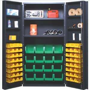    Wide All Welded Storage Cabinet with 64 Ultra Bins Bin Color Green