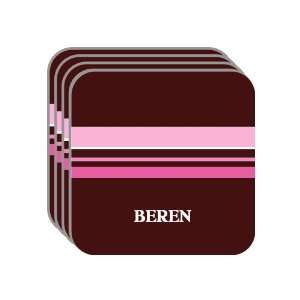 Personal Name Gift   BEREN Set of 4 Mini Mousepad Coasters (pink 