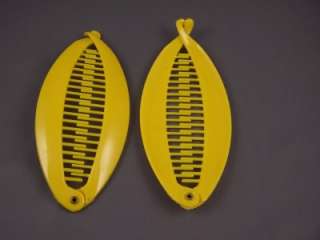 Yellow Set Lot of 2 banana hair clips plastic 5 long  