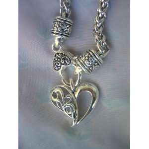  Designer Inspired Silver Finish Heart and Lock Necklace 
