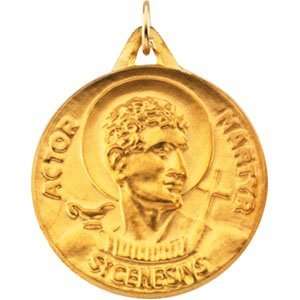    14k Yellow Gold St. Genesius Medal 23mm   JewelryWeb Jewelry